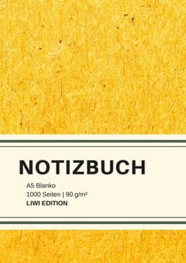 Dickes Notizbuch 1000 Seiten - A5 blanko - Hardcover gelb mit Leseband - weißes Papier 90g/m² - FSC Papier : Notebook A5 - Journal gebunden blanko - Einschreibbuch