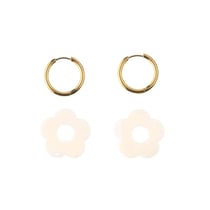 Kit boucles d’oreilles Créalia - Acier inoxydable - Fleur blanche nacrée