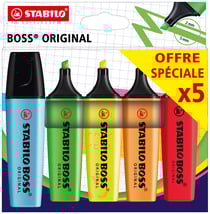 5 surligneurs Stabilo Boss Original - Format special