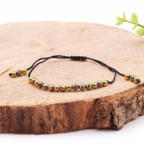 Bracelet réglable pyrite Camille Ambiance Nature - Noir