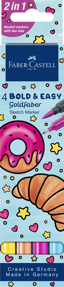 Lot de 4 feutres Faber Castell - Bold & Easy Sketch Marker Goldfaber II