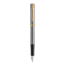 Stylo plume Waterman® Allure Impression Acier GT - Acier inoxydable avec finition plaqué or - Plume moyenne en acier inoxydable - Avec une cartouche bleue