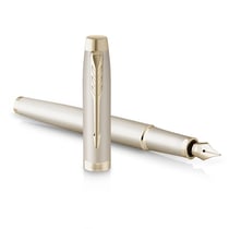 Stylo plume Parker® IM Monochrome Champagne - Finition champagne - Plume moyenne - Avec une cartouche Encre bleue