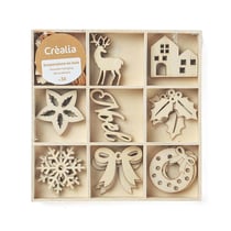 Assortiment de suspensions en bois – Motifs de Noël (36 pièces)