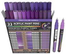 Set de 22 marqueurs à peinture acrylique Tooli-Art - Pointe extra-fine 07 mm - Violet