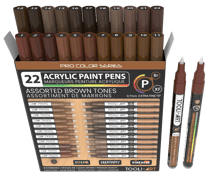 Set de 22 marqueurs à peinture acrylique Tooli-Art - Pointe extra-fine 07 mm - Marron