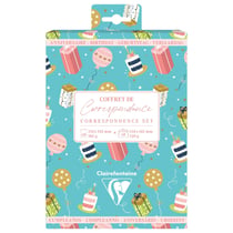 Coffret de correspondance Clairefontaine - Anniversaire - 8 enveloppes Pollen C6 114 x 162 mm 120 g/m²  et 8 cartes pliées 110 x 155m 185 g/m² 