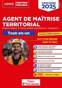 Concours Agent de maîtrise territorial 2025 - Catégorie C - Tout-en-un - Externe, interne, 3e voie, examen professionnel - Annales 2023 incluses