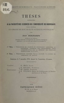 Fréquences de valence du groupement carbonyle et propriétés chimiques des paraquinones, leur interprétation par la méthode des orbitales moléculaires L.C.A.O. - Suivi de Propositions données par la Faculté : la notion de fréquence de groupe