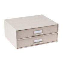 Boîte 2 tiroirs - Lin beige - Cultura