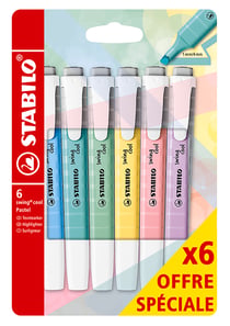 Lot de 6 surligneurs STABILO - Swing cool - pastel
