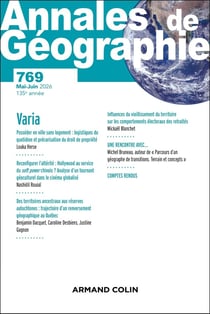 Revue Annales de géographie n.769 : Varia