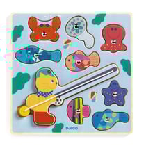 Puzzle en bois 9 pièces et jeu de pêche à la ligne Djeco - Puzz & Fish Bariolo