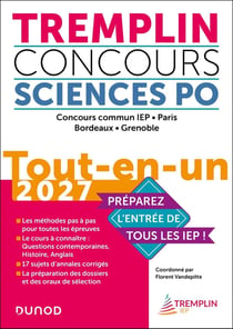 Tremplin Sciences Po : Concours commun IEP, Paris, Bordeaux, Grenoble - Tout-en-un (édition 2027)