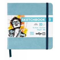 Carnet Sketchbook - Bleu pâle - 14 x 14 cm - 80 feuilles