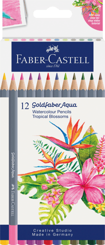 Lot de 12 crayons Faber Castell - Goldfaber Aqua - Tropical Blossoms