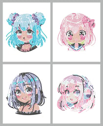 Kit Diamond painting Diamond - Dotzies Flock - 4 animés girls