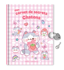 Mon carnet de secrets - Chatons : un journal intime avec un cadenas en forme de coeur, un stylo et 2 planches de stickers