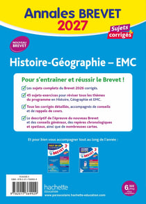 Annales brevet : Histoire-Géographie-EMC - 3e - Sujets et corrigés (édition 2027)