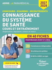 Connaissance du système de santé - Cours et entraînement en 40 fiches - Organisation, législation, acteurs et enjeux : Concours, examens et recrutements - Fonction publique hospitalière - Catégories A, B et C - 2026-2027