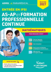 Entrée en IFSI Pour les AS-AP et formation professionnelle continue (FPC) - Mathématiques - 8 tutos offerts : Calcul - Sélection 2027