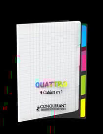 Cahier Conquerant - transparent - 4 compartiments - 17 x 22 cm