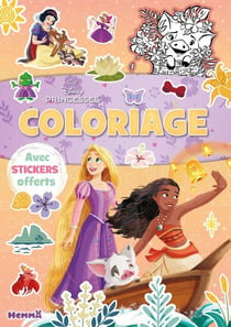 Disney Princesses - Coloriage avec stickers offerts (Raiponce et Vaiana bateau)