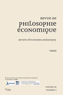 Revue de philosophie économique : Varia