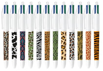 Stylo bille 4 couleurs BIC - Animal - Bleu, rouge, vert, noir - Pointe moyenne