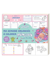 Ma semaine organisée à colorier avec Mimi Cozy 2027 12 mois janvier-décembre