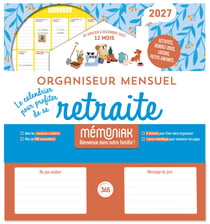 Organiseur mensuel Mémoniak retraite 2027, 12 mois janvier-décembre 2027