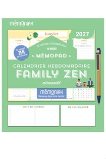Mémopad calendrier hebdomadaire aimanté Family zen 12 mois (édition 2027)