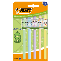 Lot de 5 stylos BIC - BIC Cristal Pastel Figurines - Bleu - Pointe moyenne