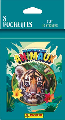 Blister 8 pochettes Le monde des animaux - Panini