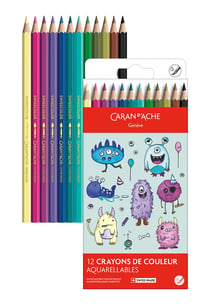Set de 12 crayons de couleurs Swisscolor Caran d'Ache - Kawaii Funny Monsters
