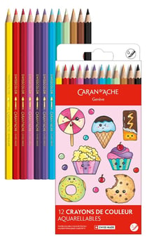 Set de 12 crayons de couleurs Swisscolor Caran d'Ache - Kawaii Candy World