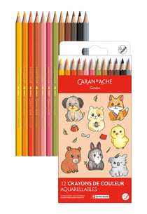 Set de 12 crayons de couleurs Swisscolor Caran d'Ache - Kawaii Cute Animals
