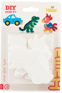 Lot de 3 plaques pour perles à repasser MIDI voiture/perroquet/dinosaure - Hama