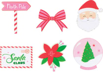 Set de 6 silhouettes en bois  - Artemio - Santa Baby - Rose, blanc, rouge et vert