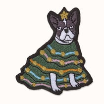 Patch adhésif brodé Moleskine - Chien de Noël - 5 x 5 cm