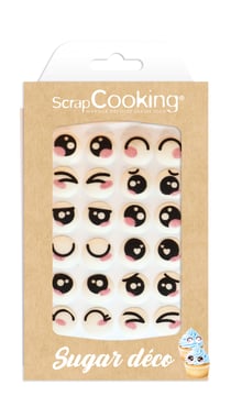 Lot de 24 décorations en sucre ScrapCooking® - Yeux kawaii