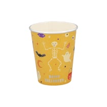 Lot de 8 gobelets Artyfêtes - Halloween sortilèges sucrés - Carton - Orange, noir et or - 255 ml