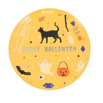 Lot de 8 assiettes Artyfêtes - Halloween Sortilèges sucrés - Carton - Orange, noir et or - Ǿ 23 cm