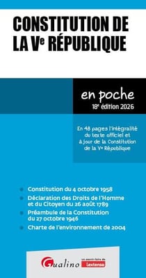 Constitution de la Ve République : En 48 pages l'intégralité du texte officiel et à jour de la Constitution de la Ve République (18e édition)