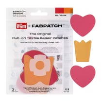 Lot de 3 patchs de réparation Rub on Patch Fabpatch Prym - Coeur rose/jaune