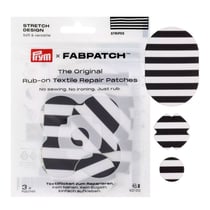 Lot de 3 patchs de réparation Rub on Patch Fabpatch Prym - Stretch rayé noir/blanc