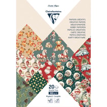 Bloc de 20 feuilles à motifs - Clairefontaine - A4 (21 x 29,7 cm) - Souvenirs de noël - Papier imprimé 160 g/m²