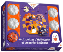 6 citrouilles d'Halloween et un panier à décorer - coffret avec accessoires