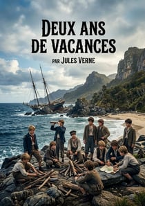 Deux ans de vacances : Une aventure palpitante de Jules Verne, où un groupe d'enfants échoués sur une île déserte lutte pour sa survie, confronté aux défis de la nature et aux tensions internes.