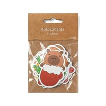 Lot de 25 autocollants Capybaras Noël - Modèles assortis - Créalia